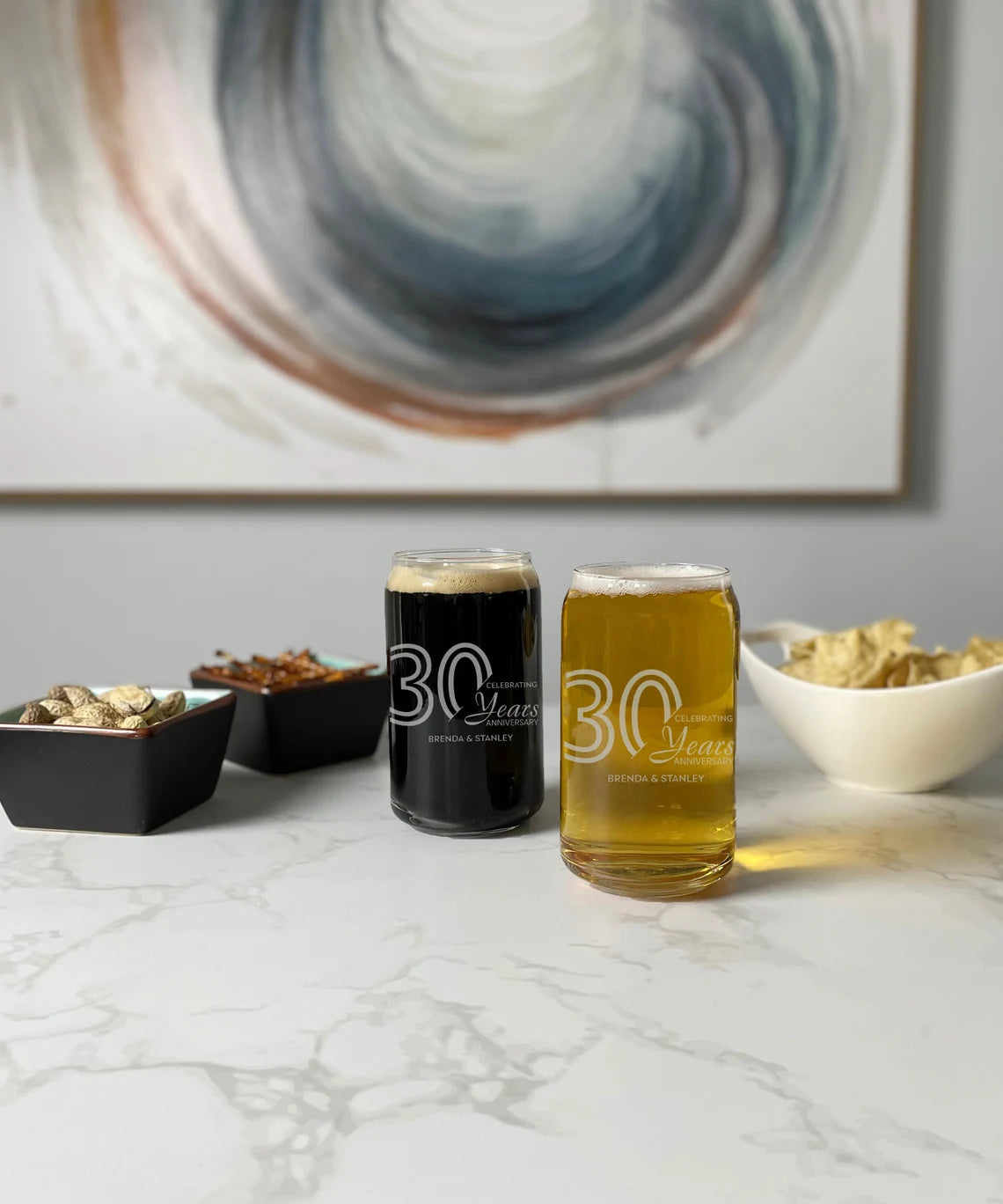 Unique Personalized Forever Cheers Anniversary Ale Glass Customized Anniversary Gifts for Men by Groovy Guy