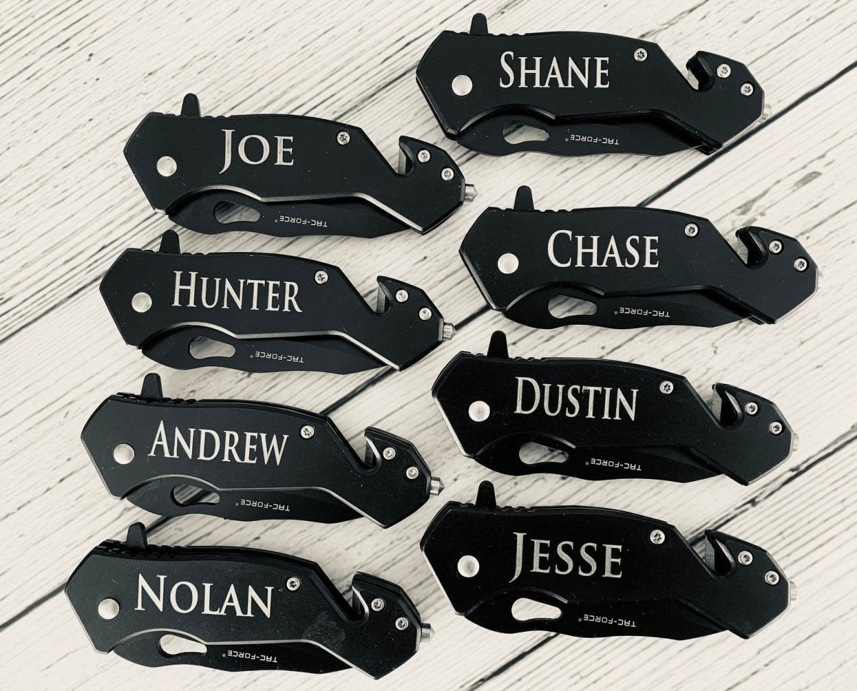 Unique Personalized Blade in the USA Customized Groomsmen Knives Gifts for Men by Groovy Guy