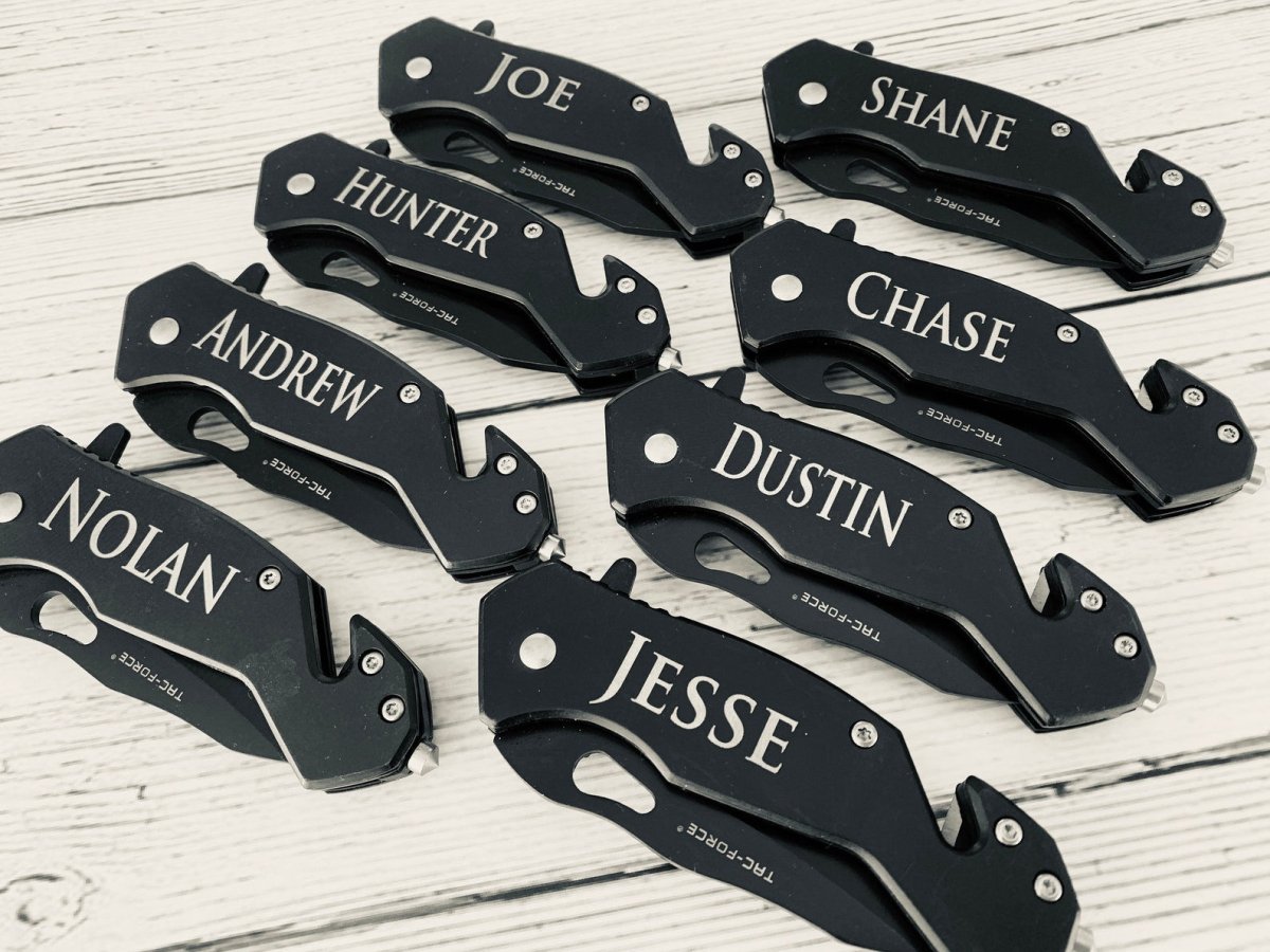 Unique Personalized Blade in the USA Customized Groomsmen Knives Gifts for Men by Groovy Guy