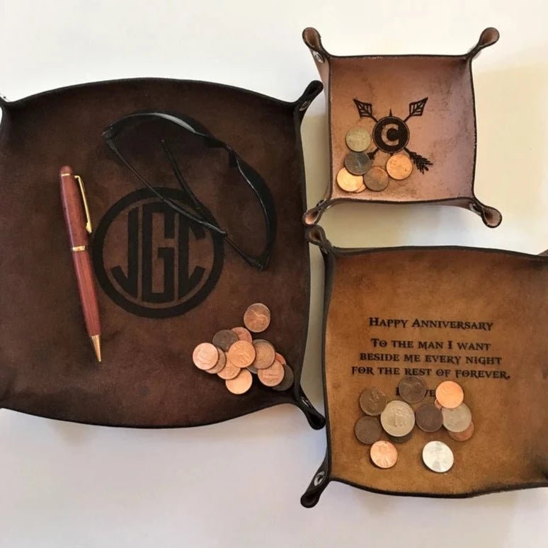 Unique Personalized Monogrammed Valet Tray For Men Customized Anniversary Gifts for Men by Groovy Guy