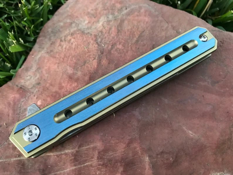 Unique Personalized Titanium EDC Damascus Knife Customized Knives Gifts for Men by Groovy Guy