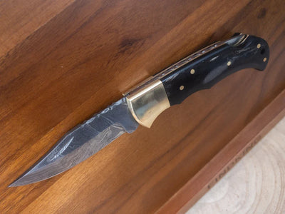 Damascus Black Bone Pocket Knife