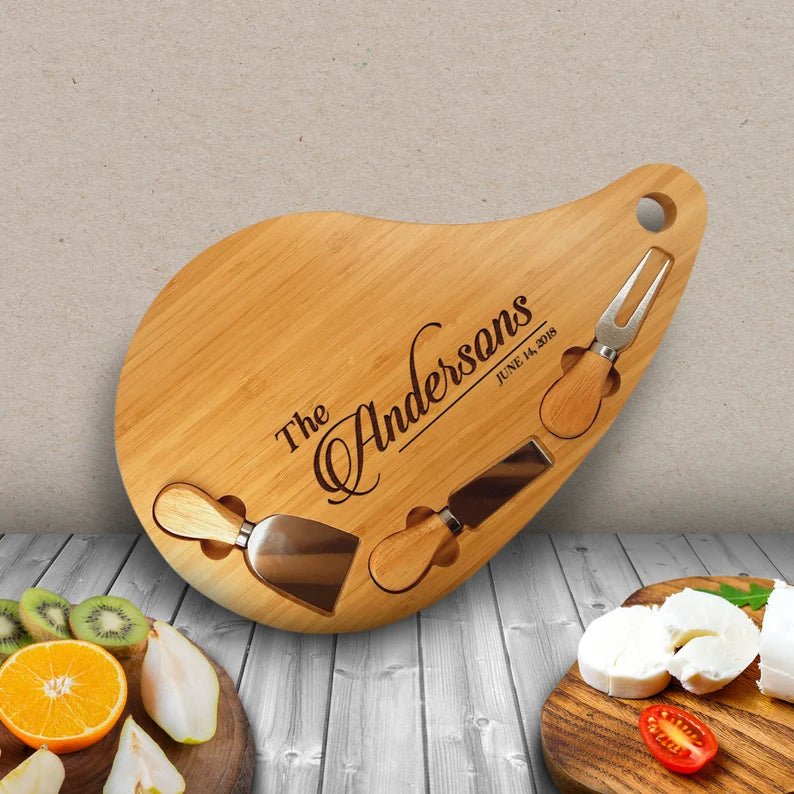 Unique Personalized Engraved Charcuterie Board with Knives Customized Cutting Board Gifts for Men by Groovy Guy