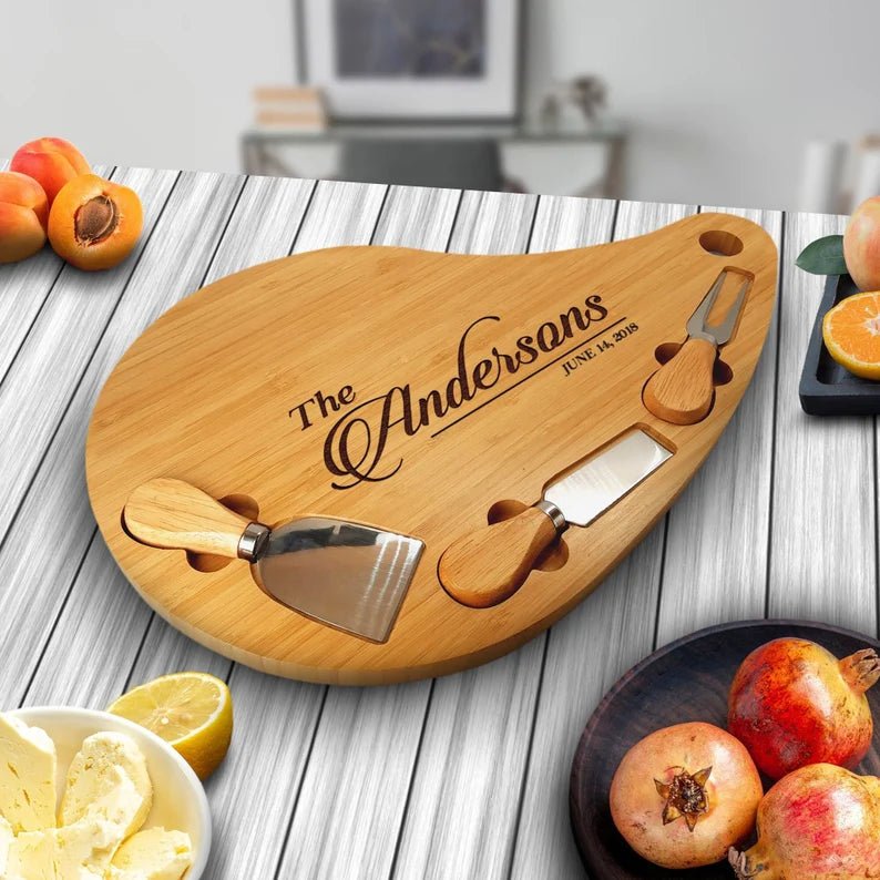Unique Personalized Engraved Charcuterie Board with Knives Customized Cutting Board Gifts for Men by Groovy Guy