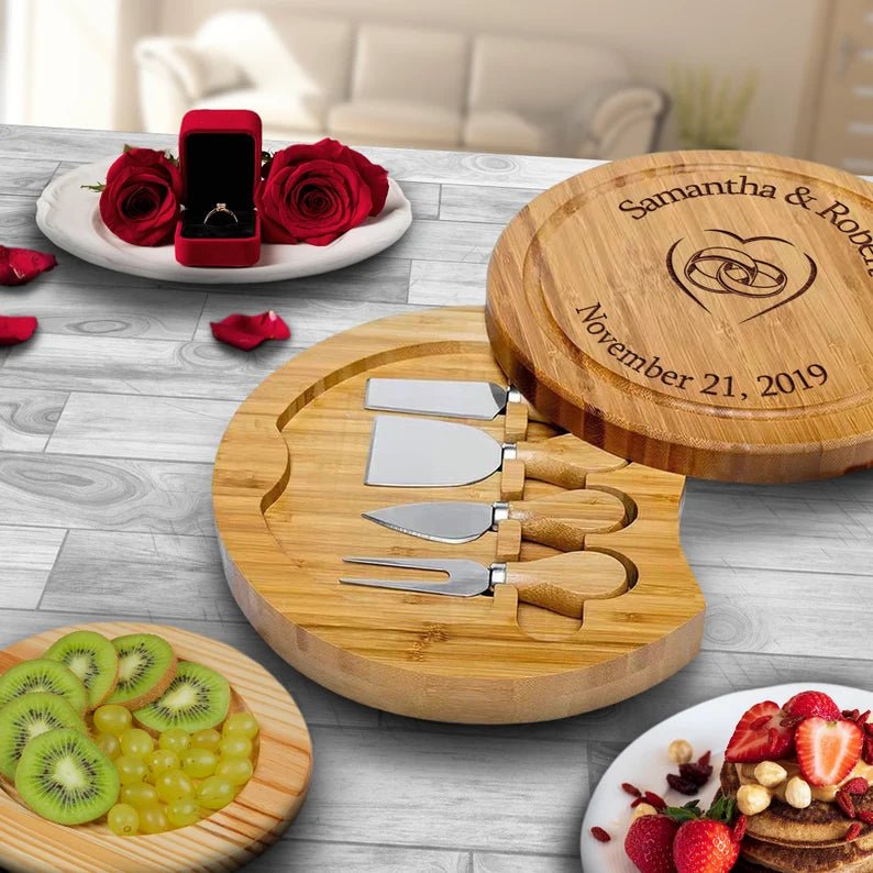 Unique Personalized Custom Wood Cheese Server Set Customized Cutting Board Gifts for Men by Groovy Guy