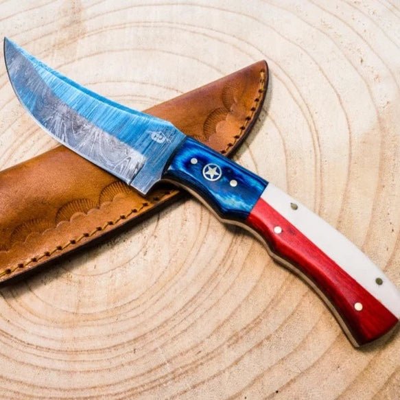 Unique Personalized Texas Damascus Hunting Knife Customized Knife Gifts for Men by Groovy Guy