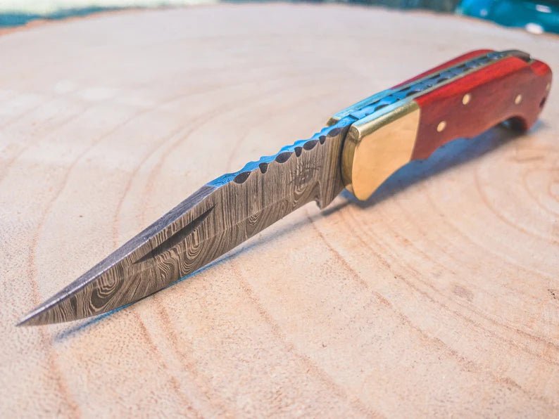 Unique Personalized Damascus Steel Pocket Knife Customized Knife Gifts for Men by Groovy Guy