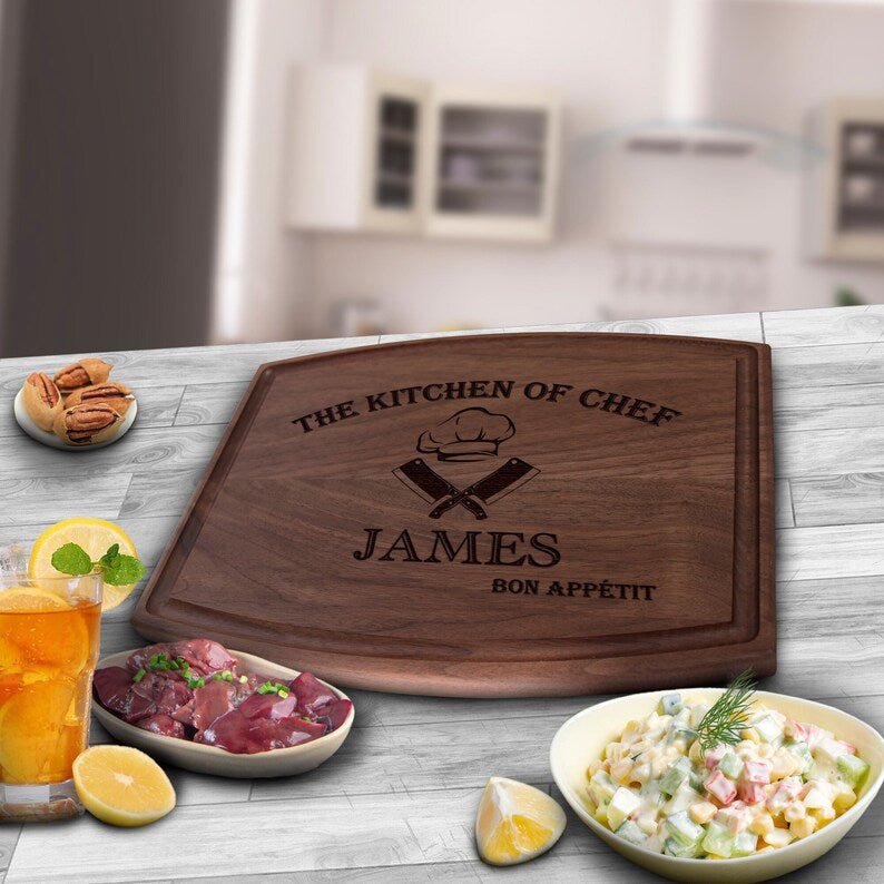 Unique Personalized Master Chef Cutting Board Customized Cutting Board Gifts for Men by Groovy Guy