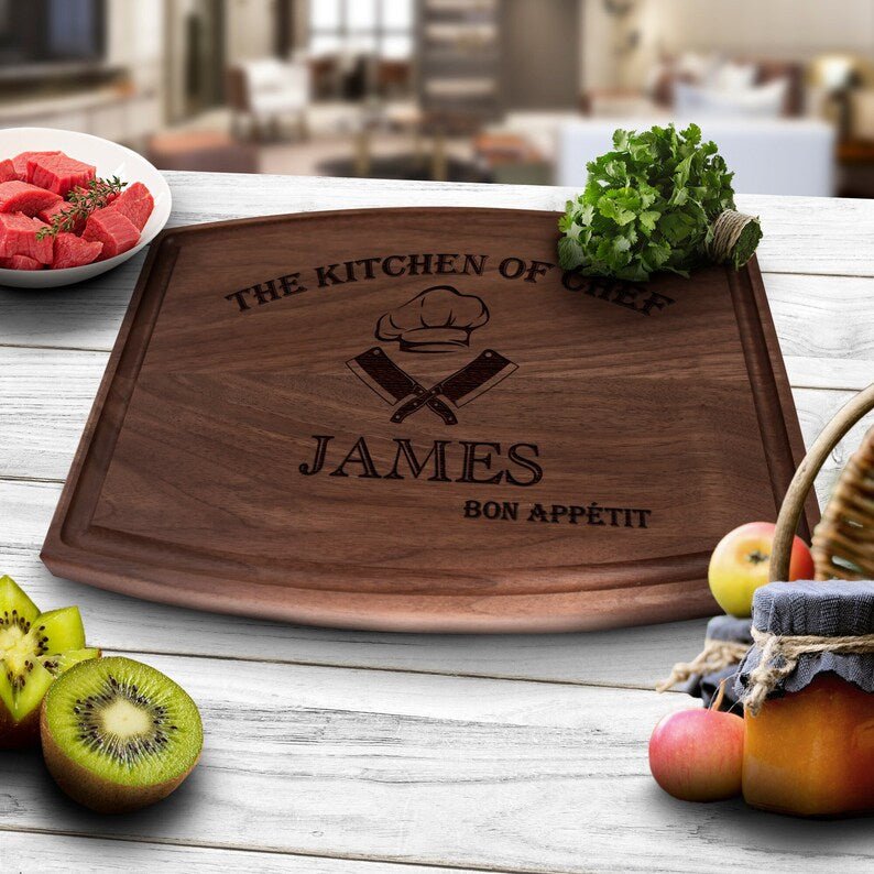 Unique Personalized Master Chef Cutting Board Customized Cutting Board Gifts for Men by Groovy Guy
