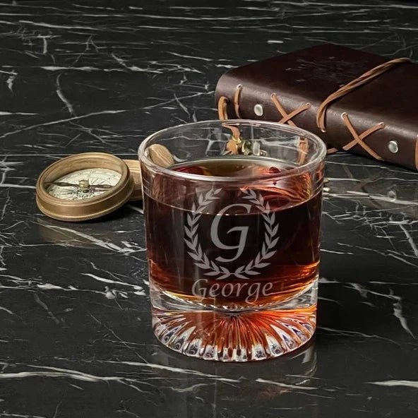 Unique Personalized Old Fashioned Round Whiskey Glass Customized Whiskey Gifts for Men by Groovy Guy
