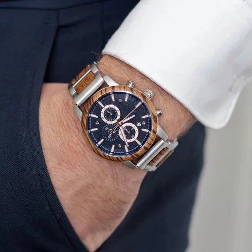 Unique Personalized Blue Zebrawood Watch Customized Watches Gifts for Men by Groovy Guy