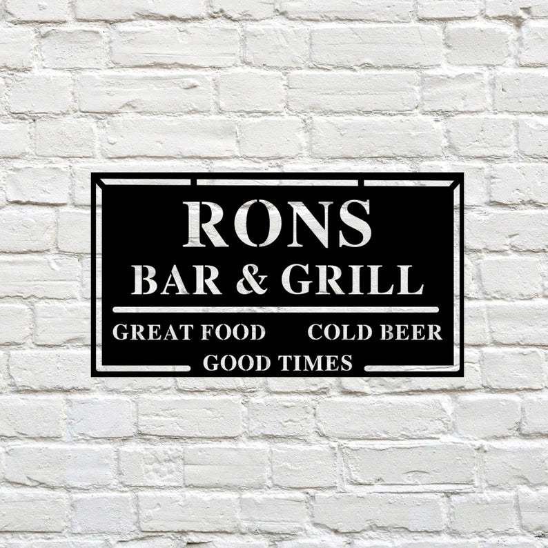 Unique Personalized Custom Bar & Grill Sign Customized Pub Signs Gifts for Men by Groovy Guy