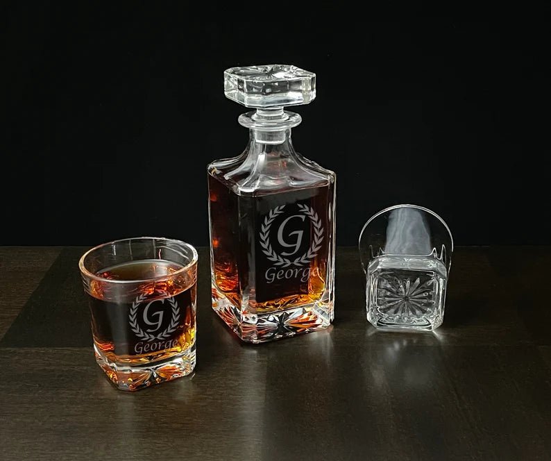 Personalized Decanter and Whiskey Stones Set