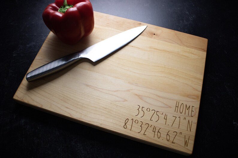 Unique Personalized Coordinates Cutting Board Customized Cutting Board Gifts for Men by Groovy Guy