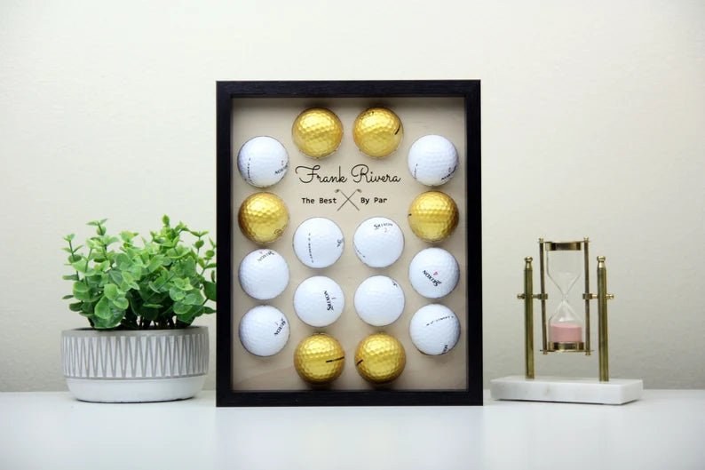 Unique Personalized Custom Golf Ball Display Frame Customized Golf Gifts for Men by Groovy Guy