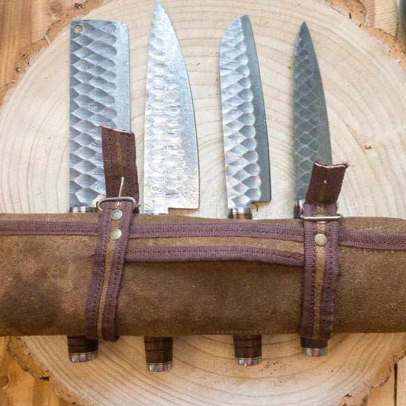 Unique Personalized Damascus Chef Knife Set Customized Kitchen Knives Gifts for Men by Groovy Guy