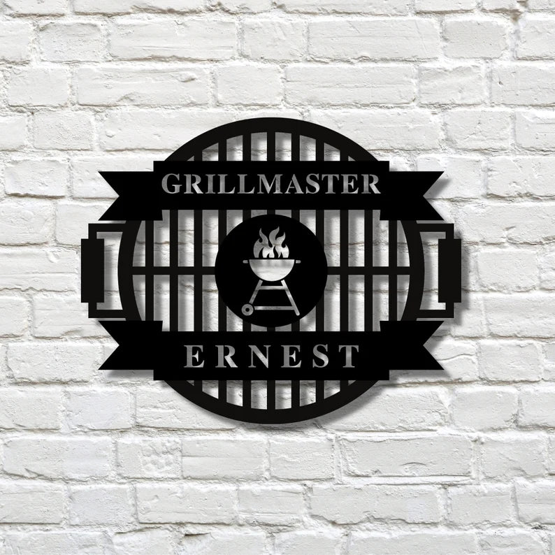 Unique Personalized Grill Master Personalized Sign Customized Pub Signs Gifts for Men by Groovy Guy