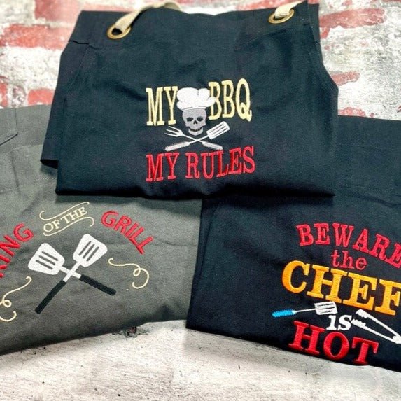 Unique Personalized Grillmaster's Apron Customized Wearables Gifts for Men by Groovy Guy