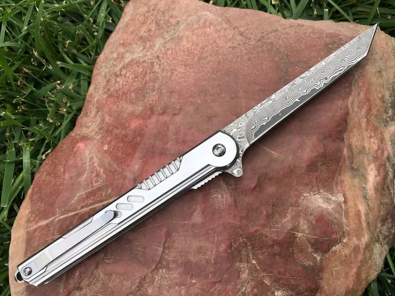 Unique Personalized Damascus Tactical Blade Customized Knives Gifts for Men by Groovy Guy