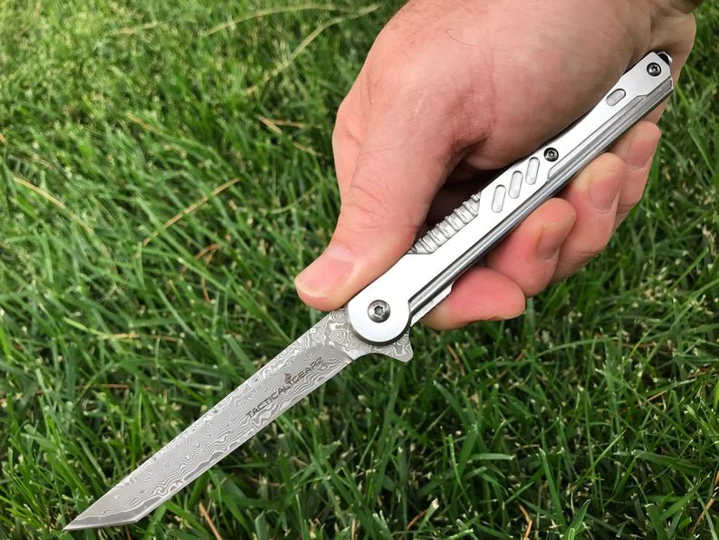 Unique Personalized Damascus Tactical Blade Customized Knives Gifts for Men by Groovy Guy