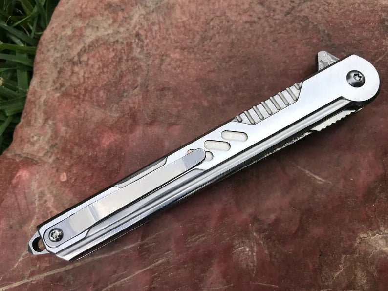 Unique Personalized Damascus Steel EDC Pocket Knife Customized Knives Gifts for Men by Groovy Guy