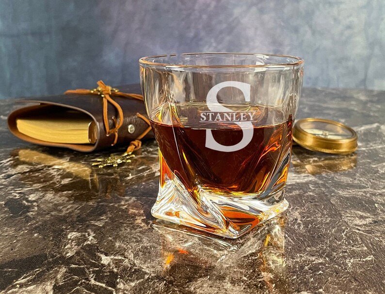 Unique Personalized Whiskey on the Rocks Set Customized Whiskey Glass Set Gifts for Men by Groovy Guy