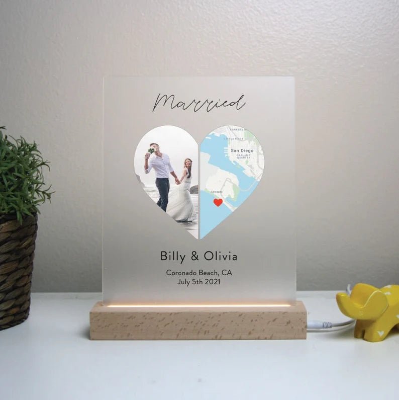 Unique Personalized Personalized Light Up Engagement Plaque Customized Anniversary Gifts for Men by Groovy Guy