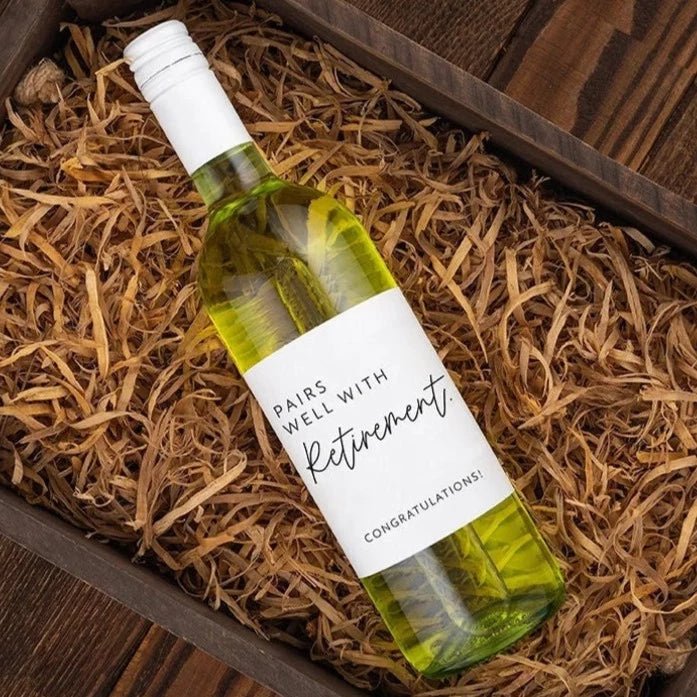 Unique Personalized Pairs Well With Retirement Bottle Label Customized Labels Gifts for Men by Groovy Guy