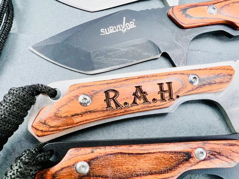 Unique Personalized Engraved Survivor Knife Customized Knife Gifts for Men by Groovy Guy