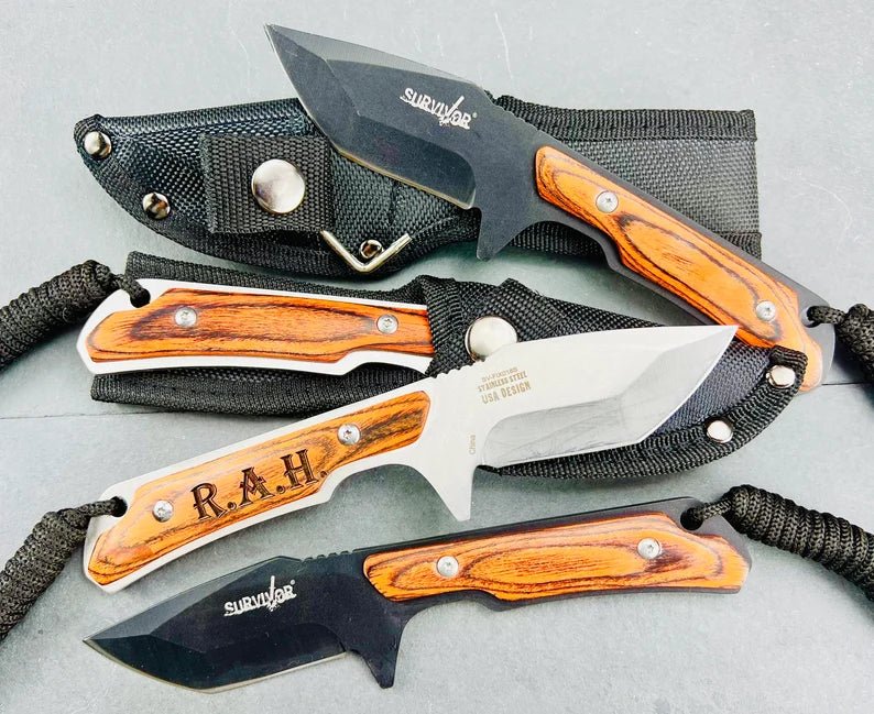 Unique Personalized Engraved Survivor Knife Customized Knife Gifts for Men by Groovy Guy