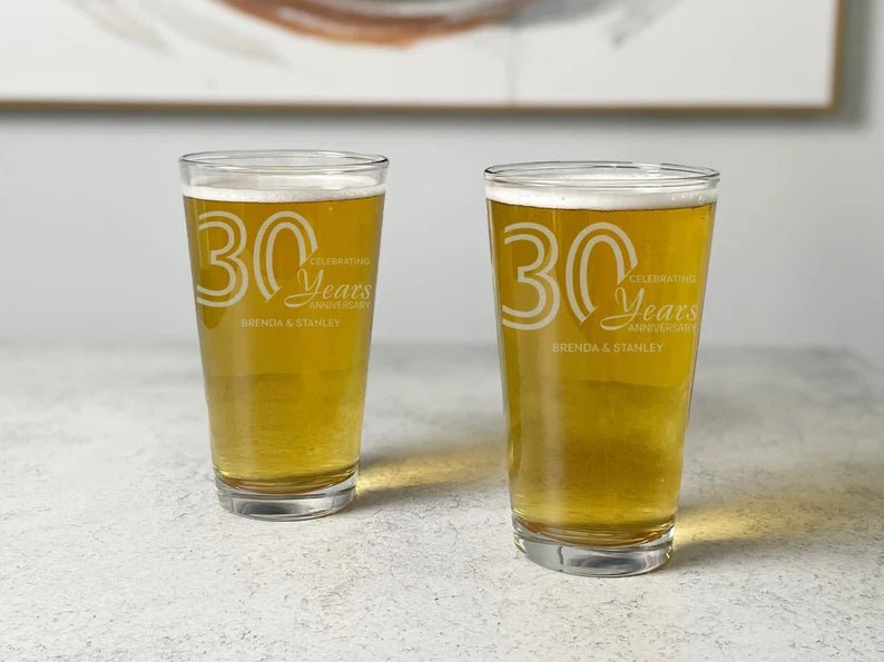 Unique Personalized Forever Together Pint Glass Customized Anniversary Gifts for Men by Groovy Guy