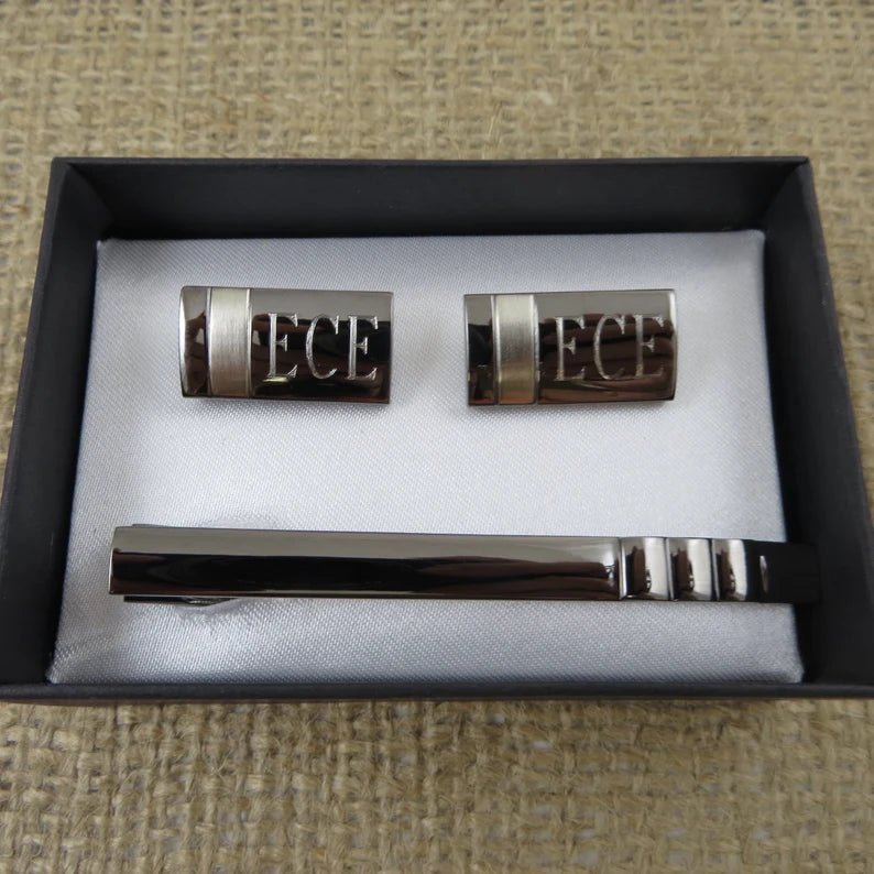 Unique Personalized Custom Gun Metal Cufflinks Set Customized Wearables Gifts for Men by Groovy Guy