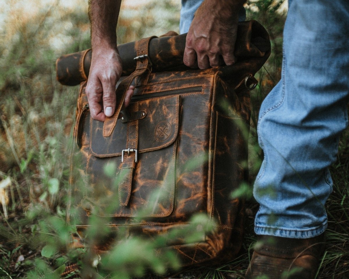 Unique Personalized Buffalo Leather Backpack Customized Gifts for Men by Groovy Guy