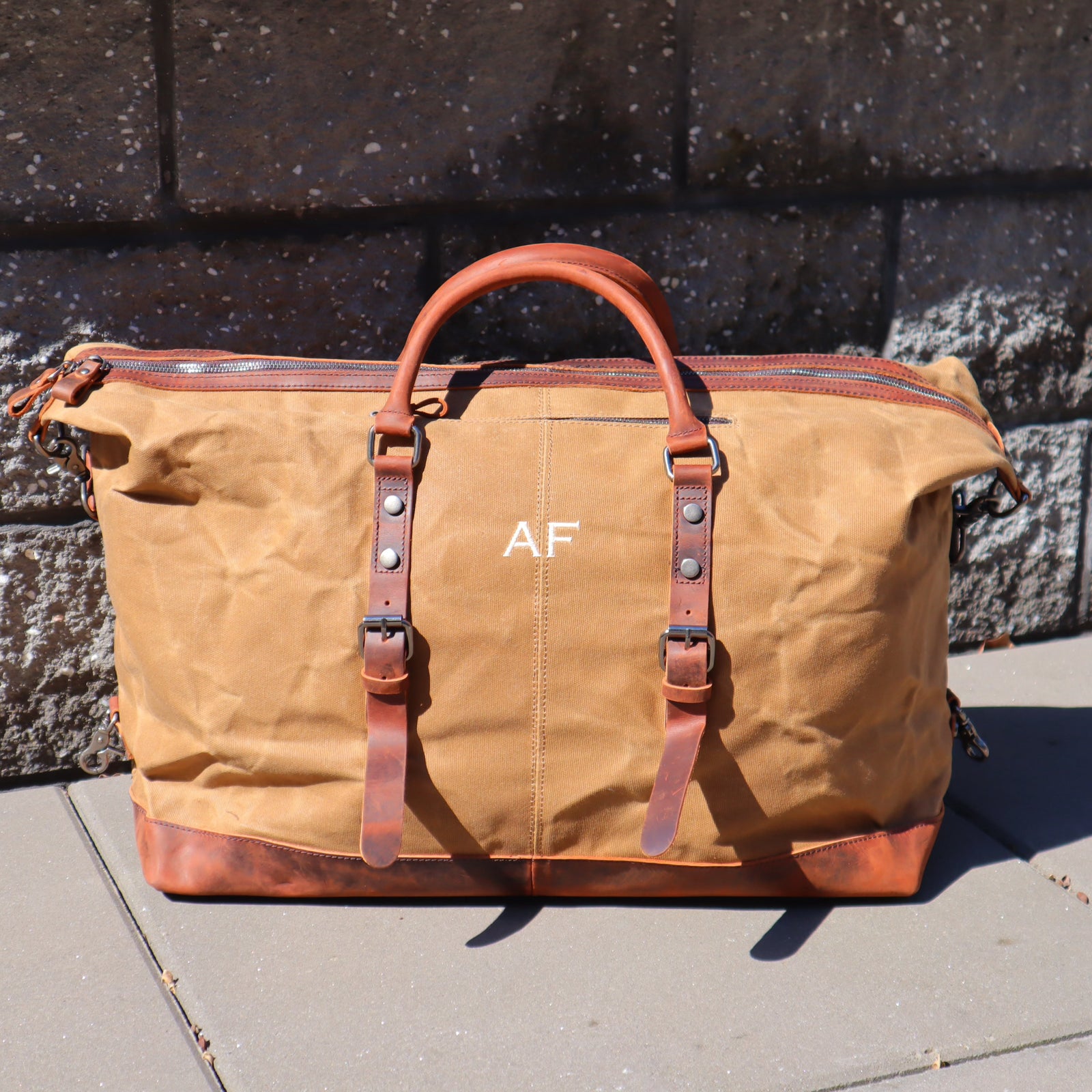 Heritage Hauler Monogrammed Waxed Canvas Bag