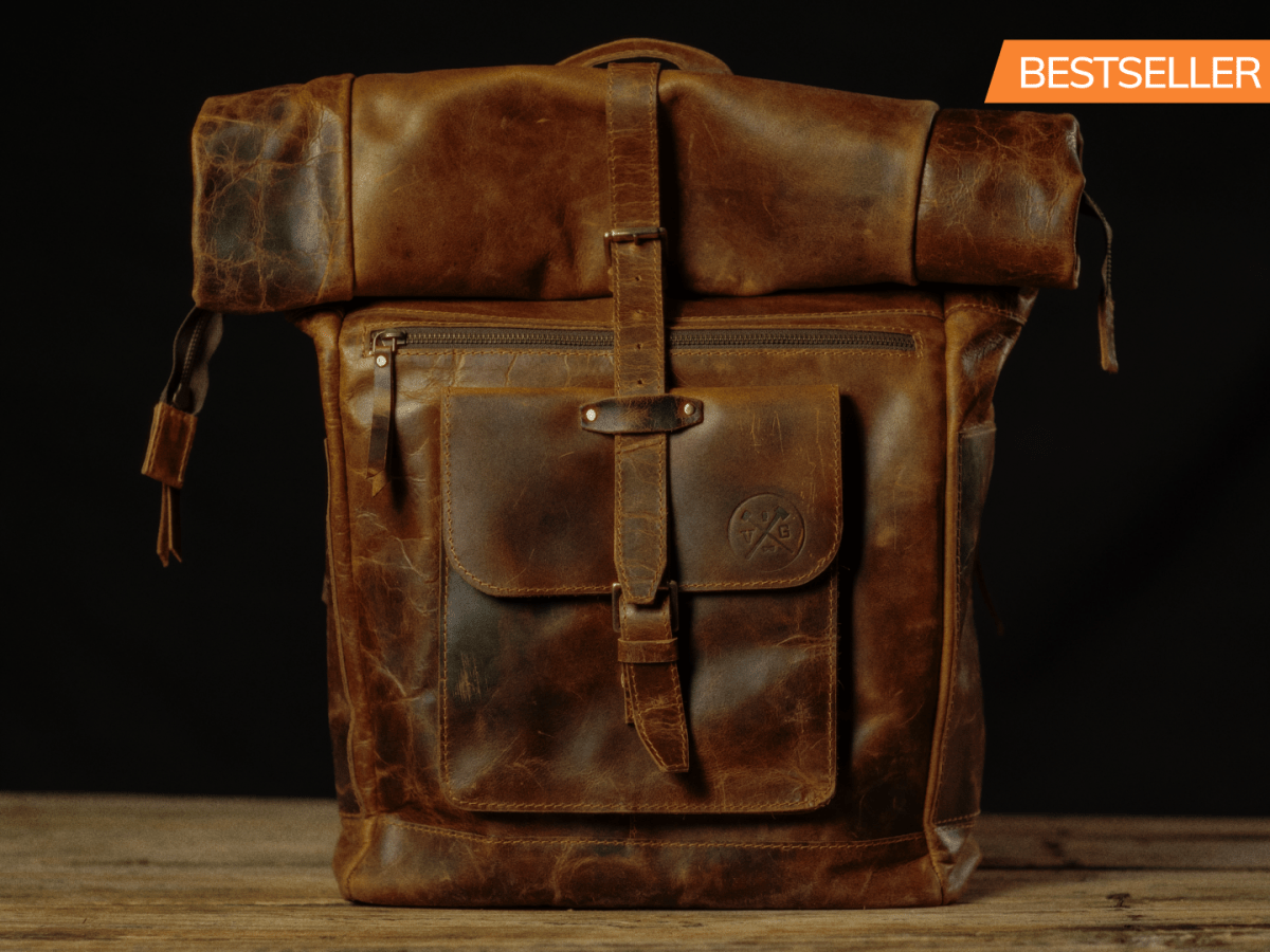 Unique Personalized Buffalo Leather Backpack Customized Gifts for Men by Groovy Guy
