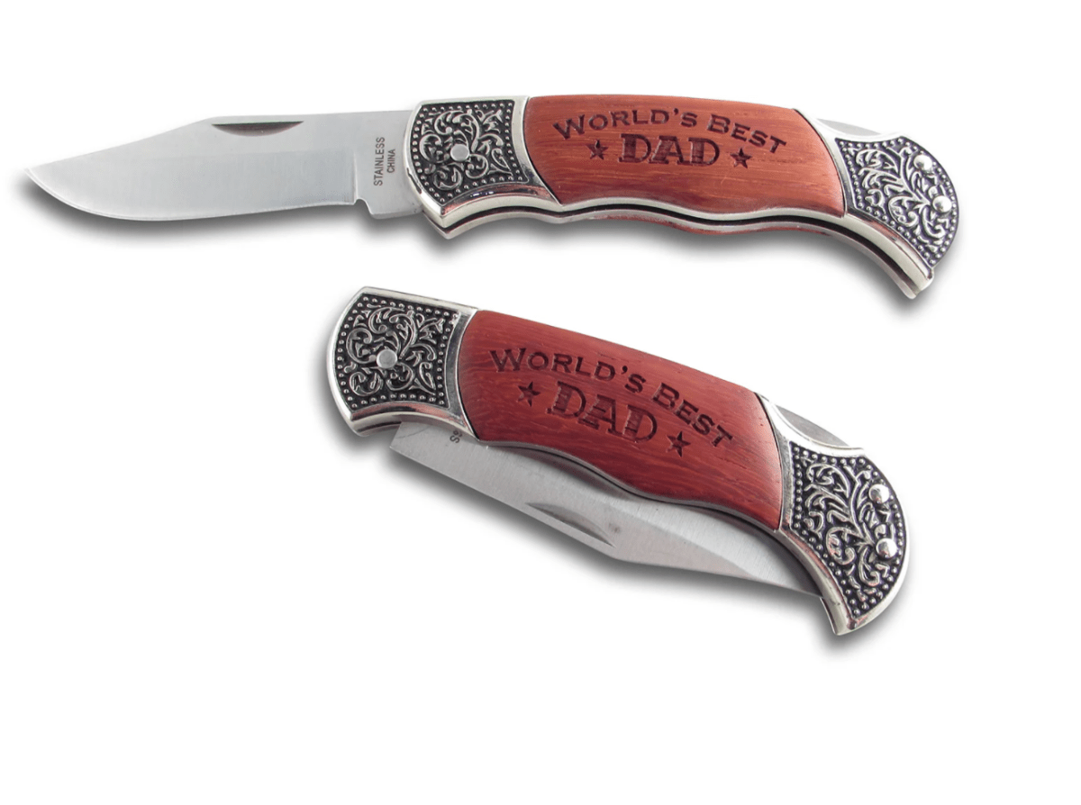 Unique Personalized World's Best Dad Knife Customized Gifts for Men by Groovy Guy