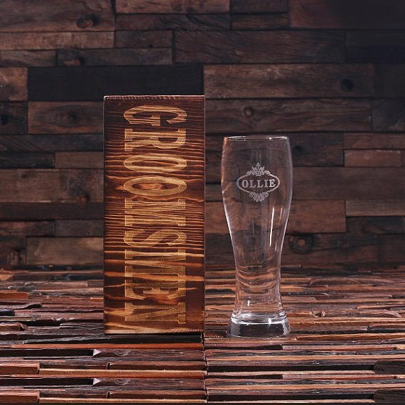 Engraved Pilsner Beer Glass