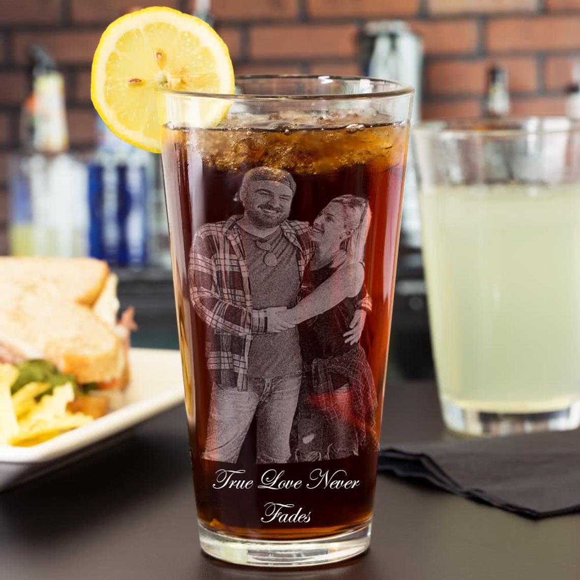 Unique Personalized Custom Photo on Pint Glass Customized Groomsmen Gifts Gifts for Men by Groovy Guy