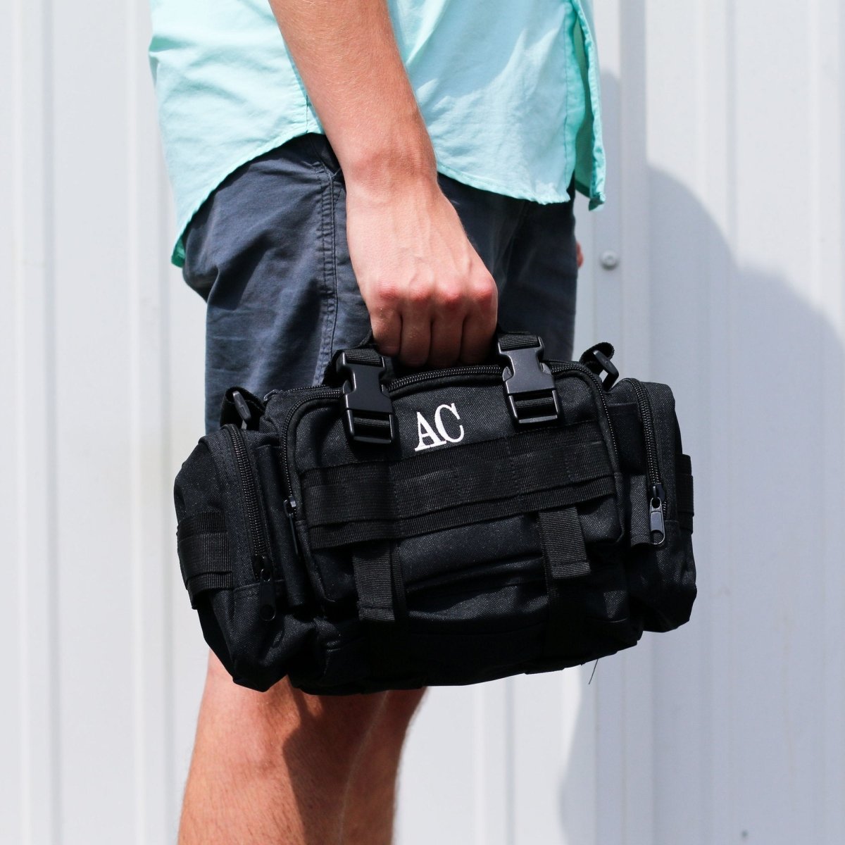 Embroidered Canvas, Black Fanny Pack