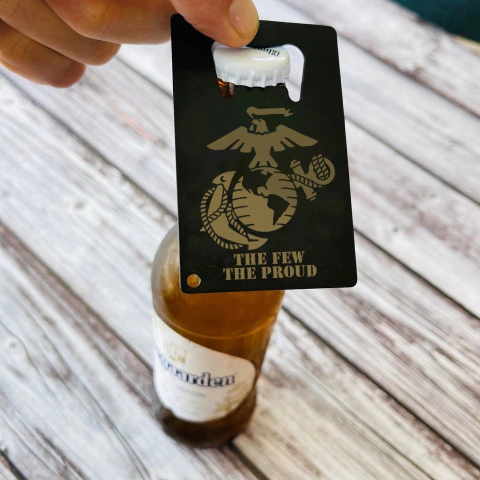 Unique Personalized Military Man Card Customized Bottle Openers Gifts for Men by Groovy Guy