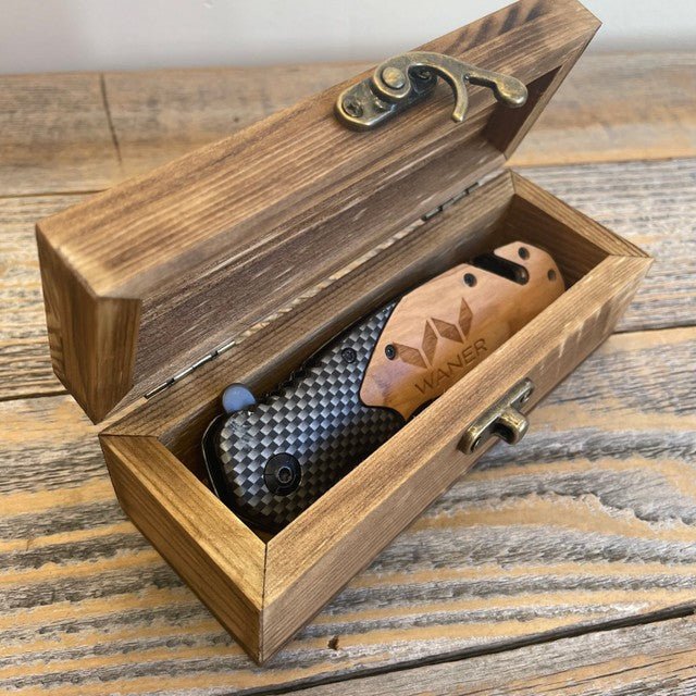 Unique Personalized Logo on Carbon Knife Customized Logo Gifts for Men by Groovy Guy