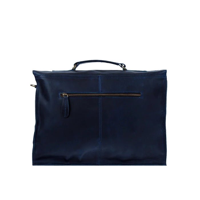 Unique Personalized Navy Leather Messenger Bag Customized Messenger Bag Gifts for Men by Groovy Guy