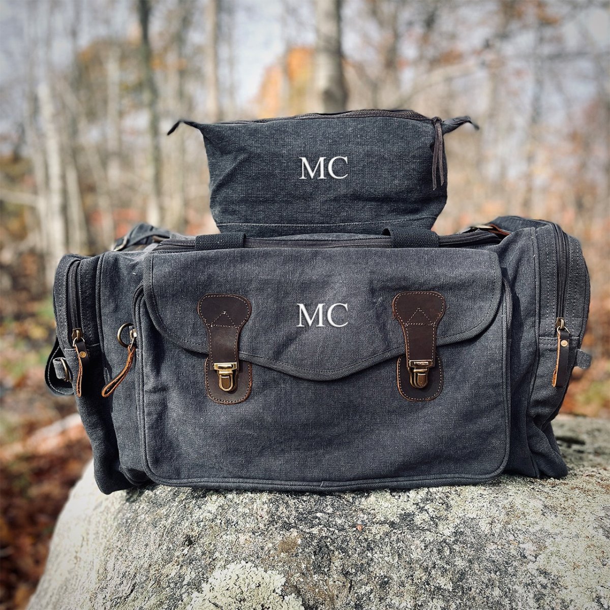 Unique Personalized Duffle and Dopp Set Customized Duffle Bag Gifts for Men by Groovy Guy