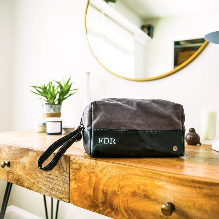 Unique Personalized The Classic Canvas Wash Bag Customized Dopp Kit Gifts for Men by Groovy Guy
