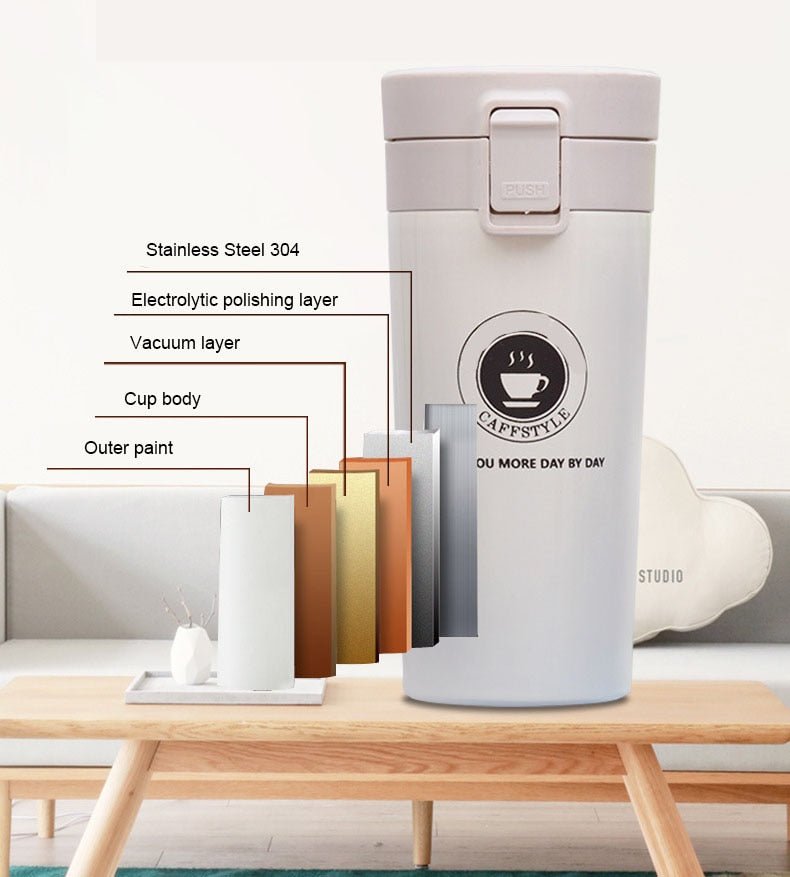 Unique Personalized SLIM STRAIGHT COFFEE FLASK Customized Gifts for Men by Groovy Guy