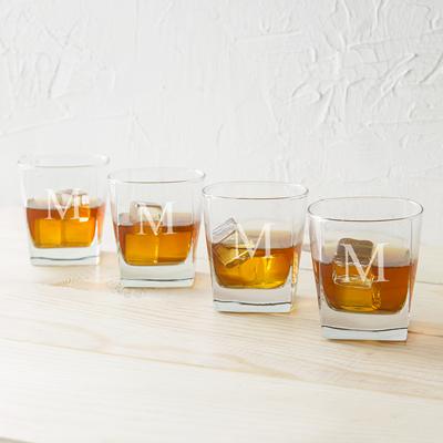 Unique Personalized Monogram Whiskey Glass Set Customized Whiskey Glass Set Gifts for Men by Groovy Guy
