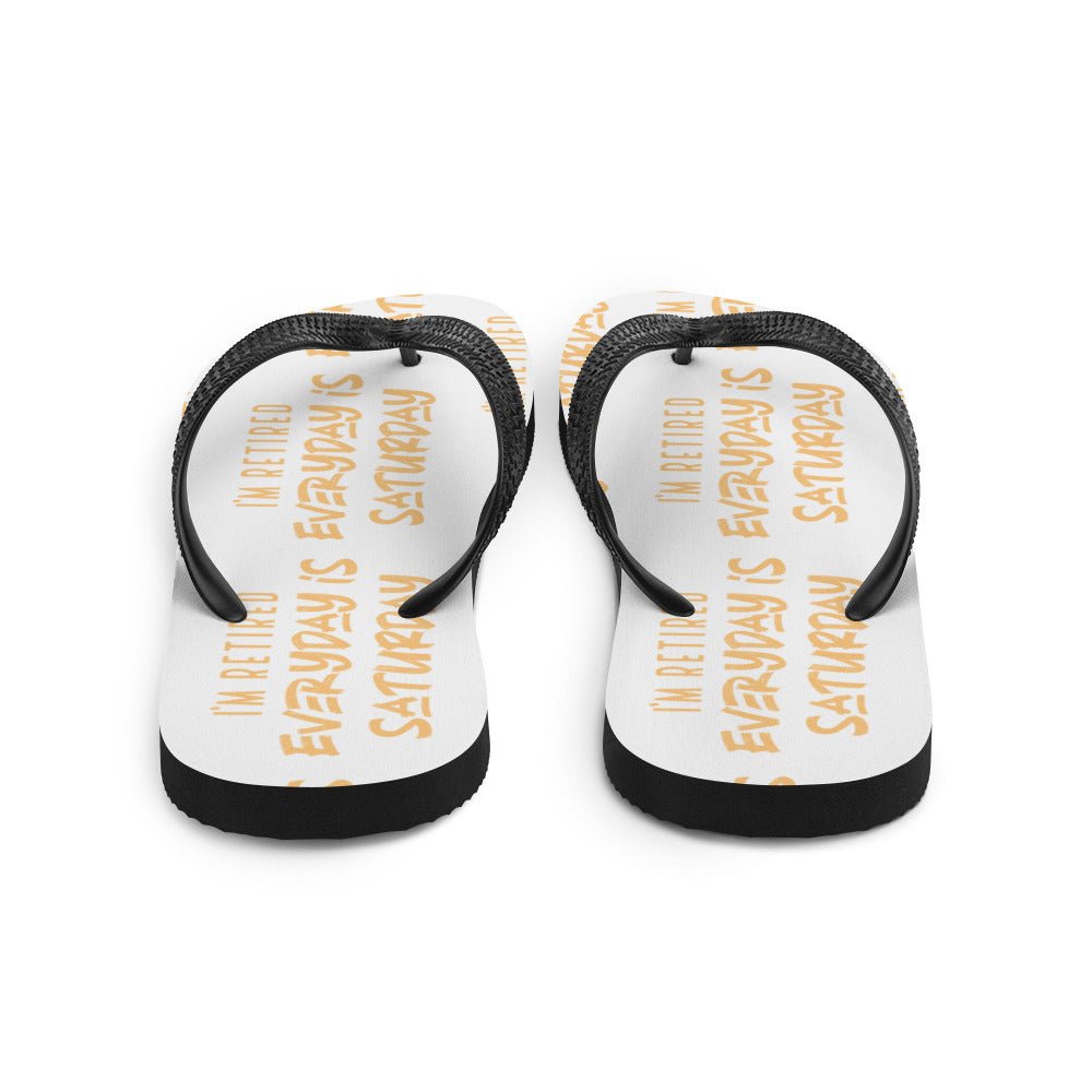 Unique Personalized Retired Saturday Flip - Flops Customized Wearables Gifts for Men by Groovy Guy