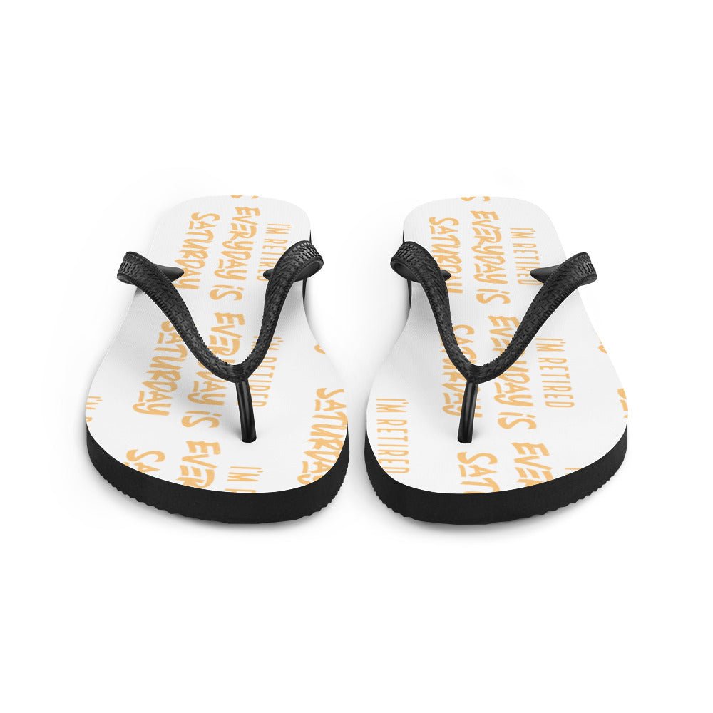 Unique Personalized Retired Saturday Flip - Flops Customized Wearables Gifts for Men by Groovy Guy