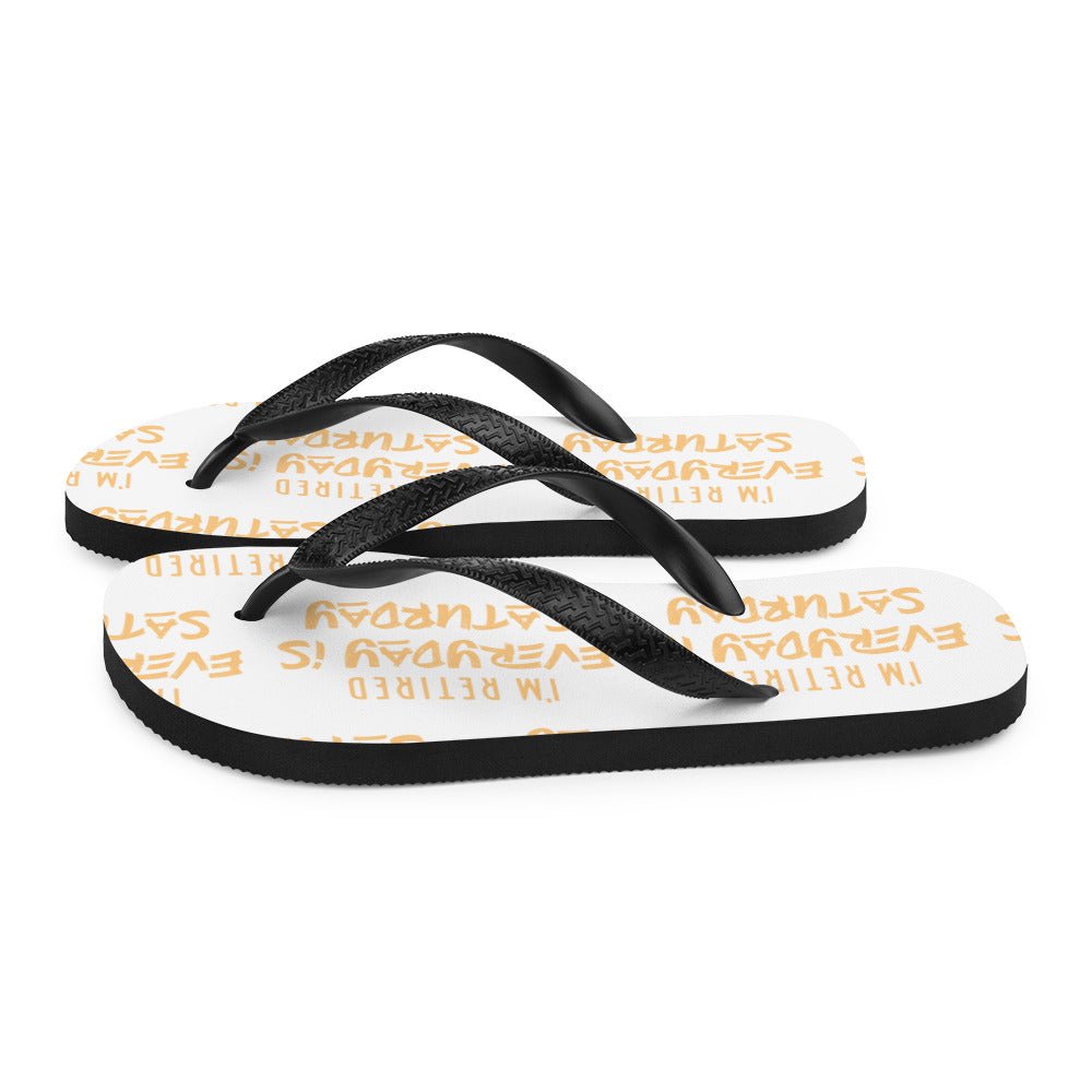 Unique Personalized Retired Saturday Flip - Flops Customized Wearables Gifts for Men by Groovy Guy