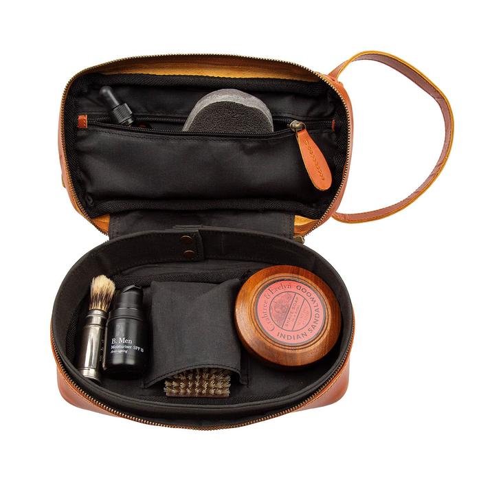 Unique Personalized Leather Toiletry Bag Customized Man Bags Gifts for Men by Groovy Guy